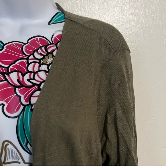 Michael Kors Olive Green Open Front Cardigan Sweater - Picture 2 of 4